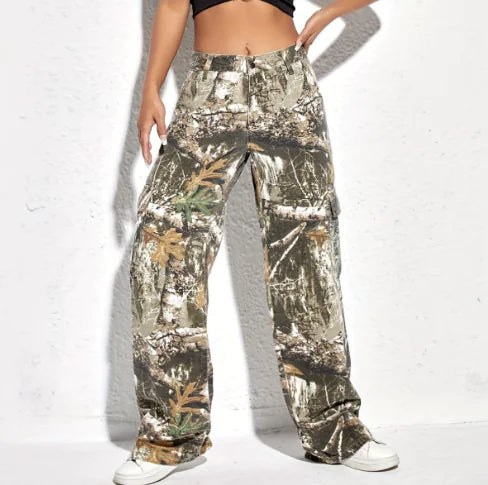 Nomad Camo Cargo Pants - Stylish Loose High Waist Jeans