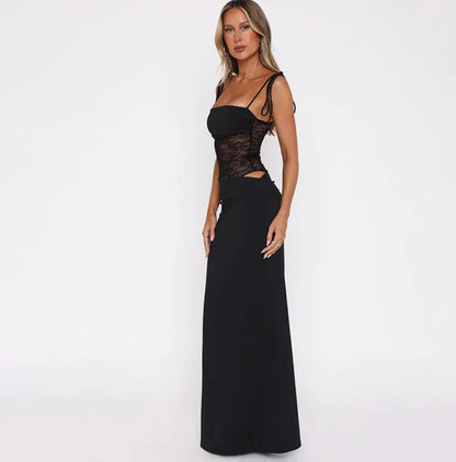Lace Trim Y2K Slip Maxi Dress.